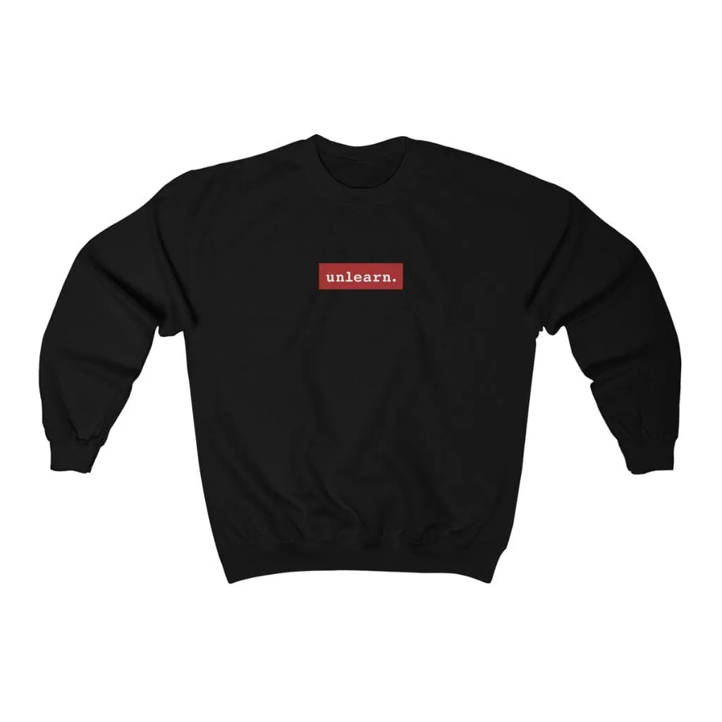 unlearn Red Box Logo - Relaxed Fit  Crewneck Sweatshirt