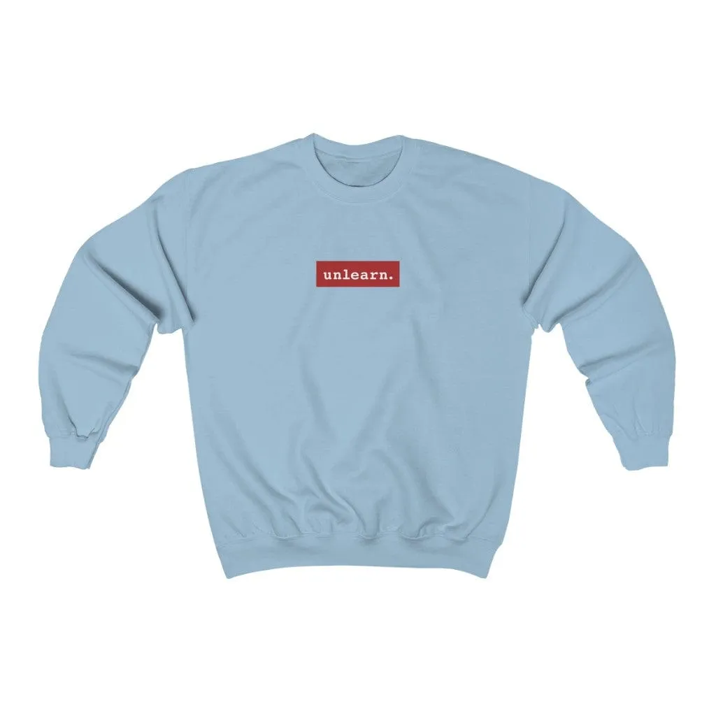 unlearn Red Box Logo - Relaxed Fit  Crewneck Sweatshirt