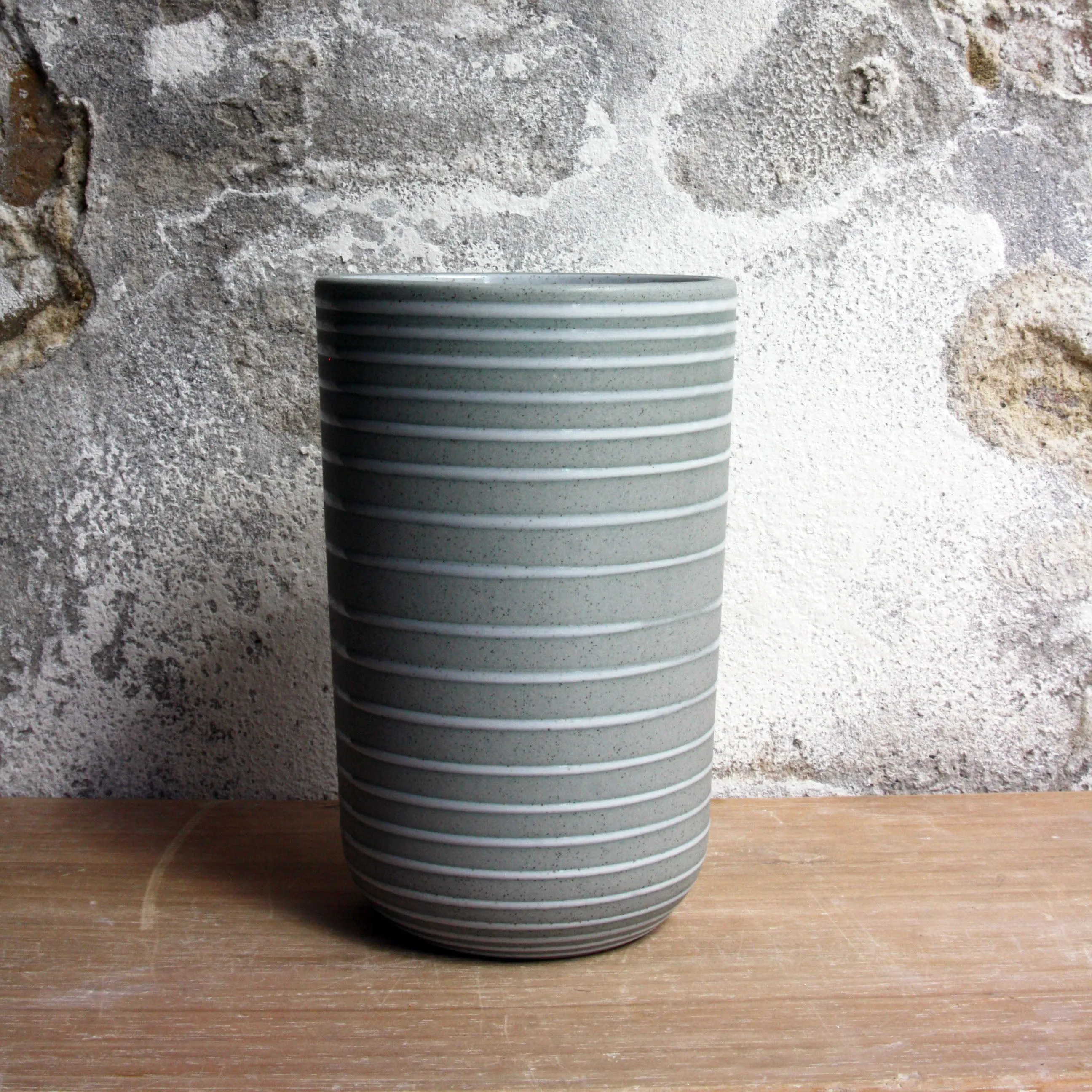 Vase, Stone Blue w/ glazed stripes (medium)