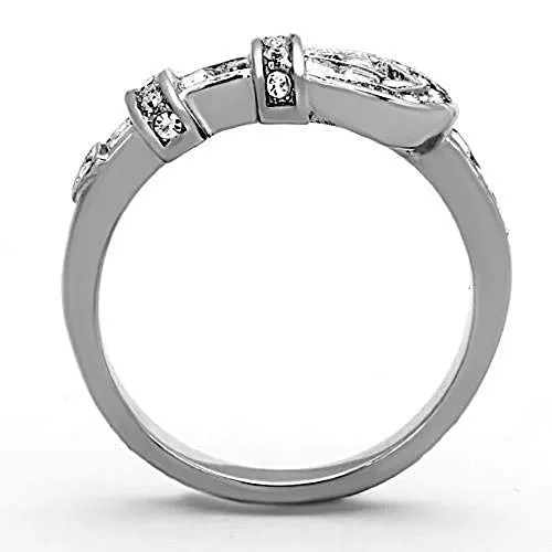 WildKlass Stainless Steel Novelty Ring High Polished (no Plating) Women Top Grade Crystal Clear